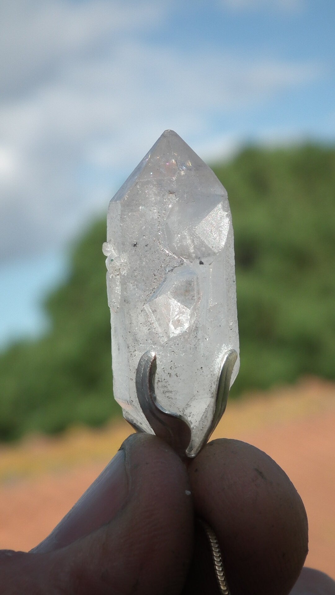 Double terminated Quartz pendant