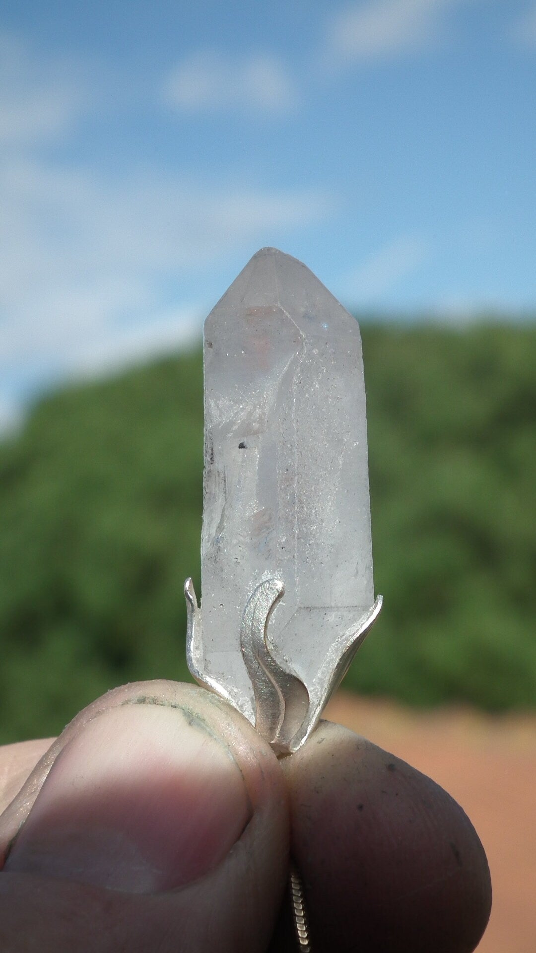 Double terminated Quartz pendant