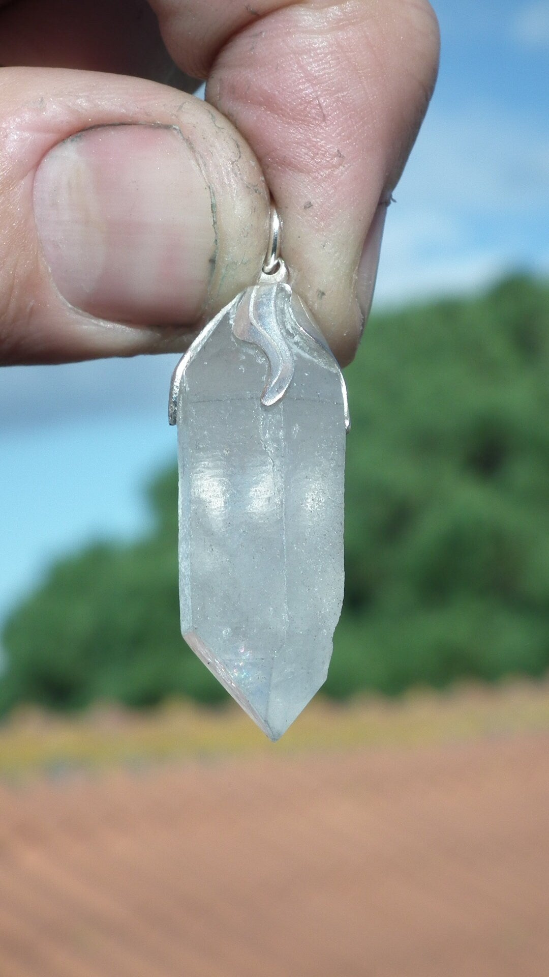 Double terminated Quartz pendant