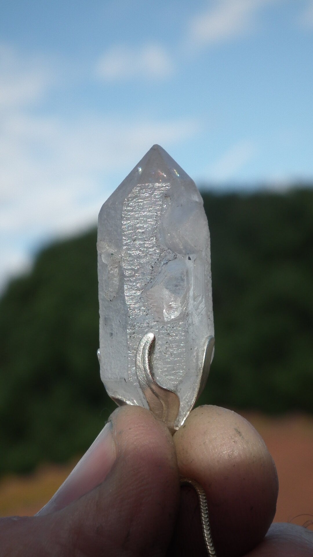 Double terminated Quartz pendant