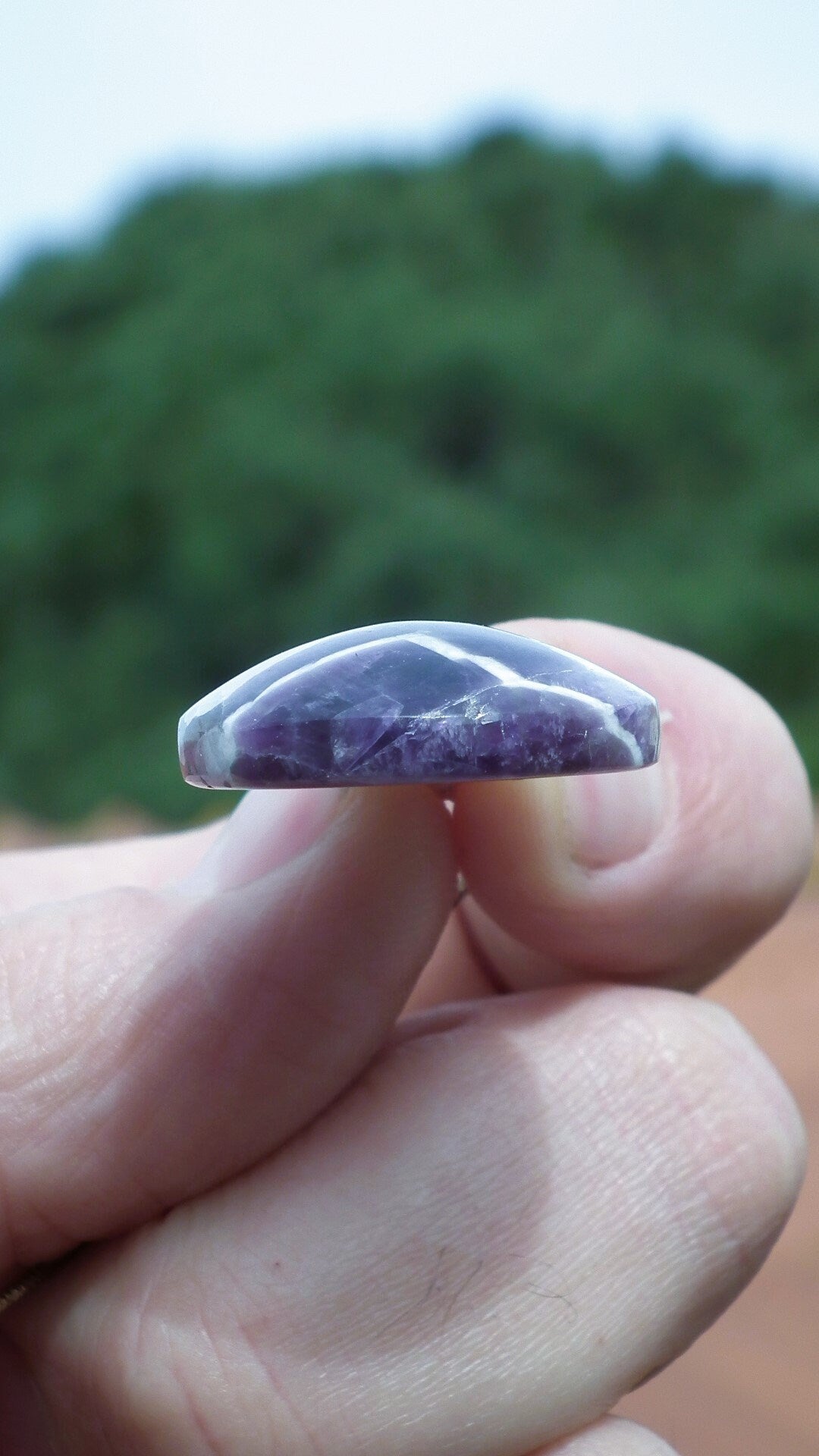 Chevron Amethyst necklace with sterling silver bail