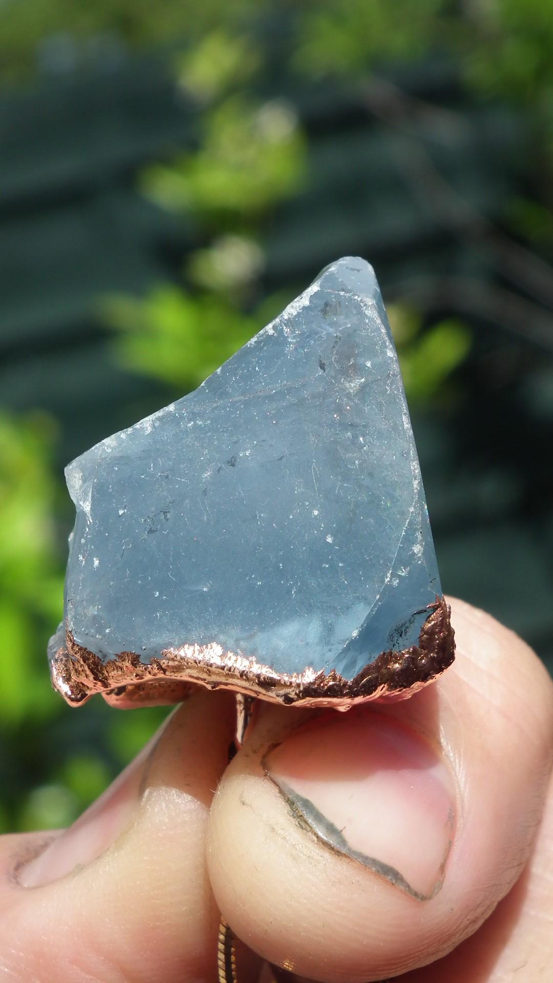 Electroformed copper Celestite necklace