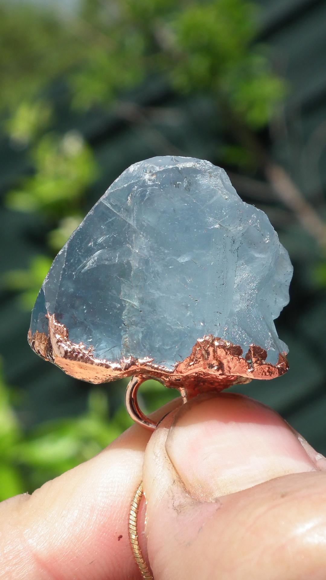 Electroformed copper Celestite necklace