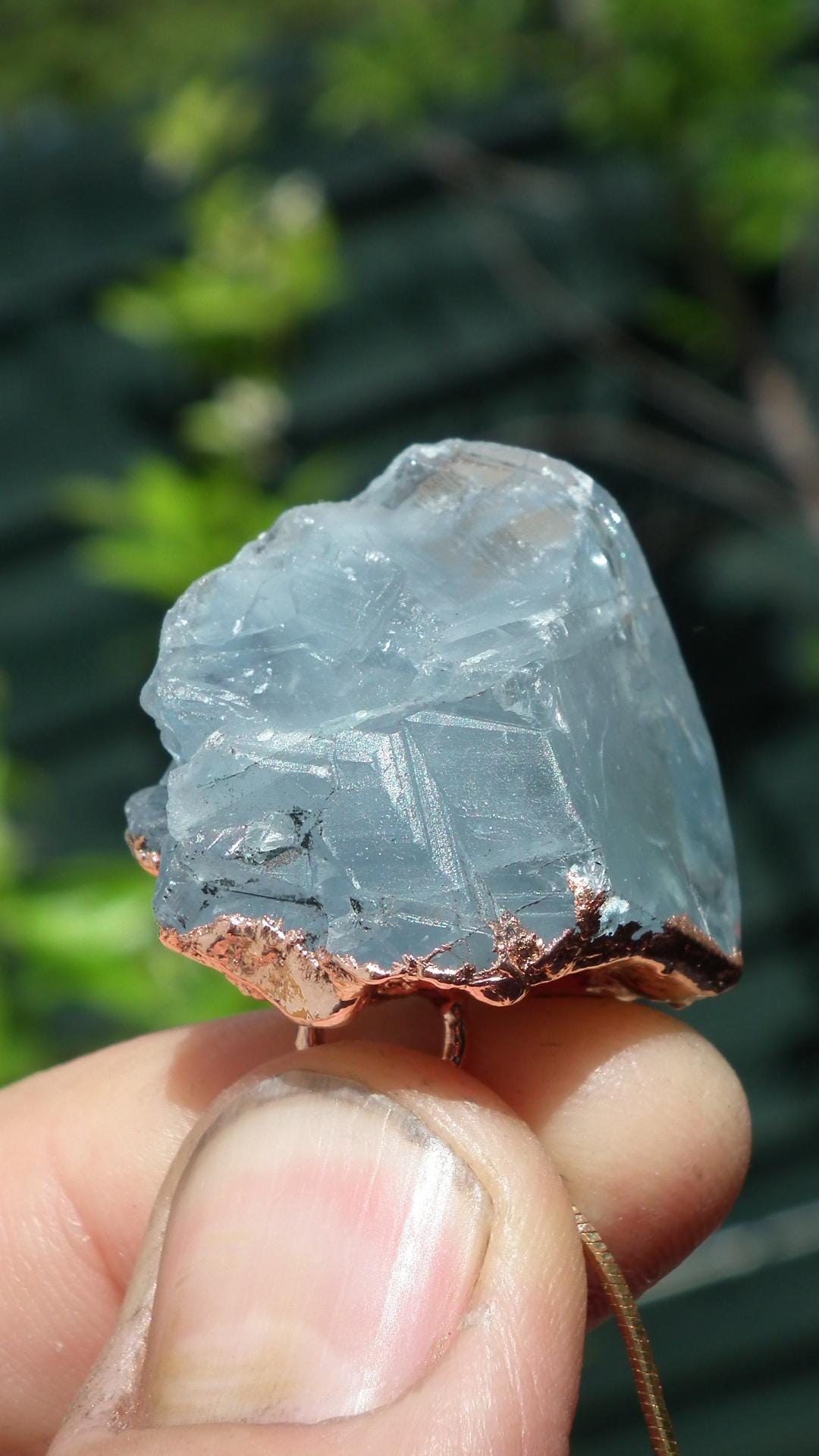 Electroformed copper Celestite necklace