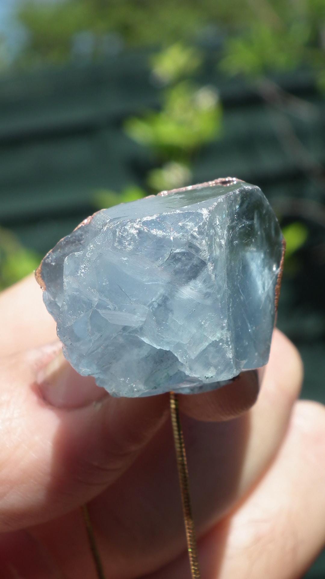 Electroformed copper Celestite necklace