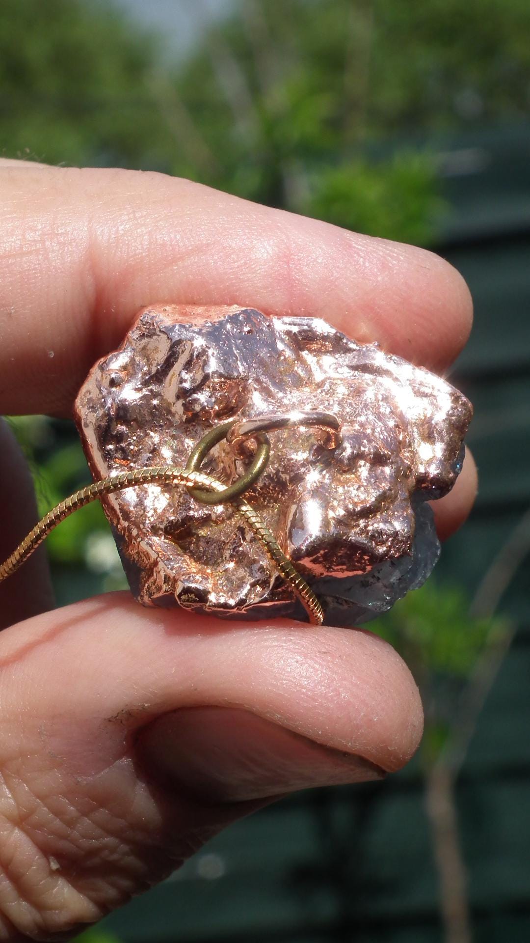 Electroformed copper Celestite necklace