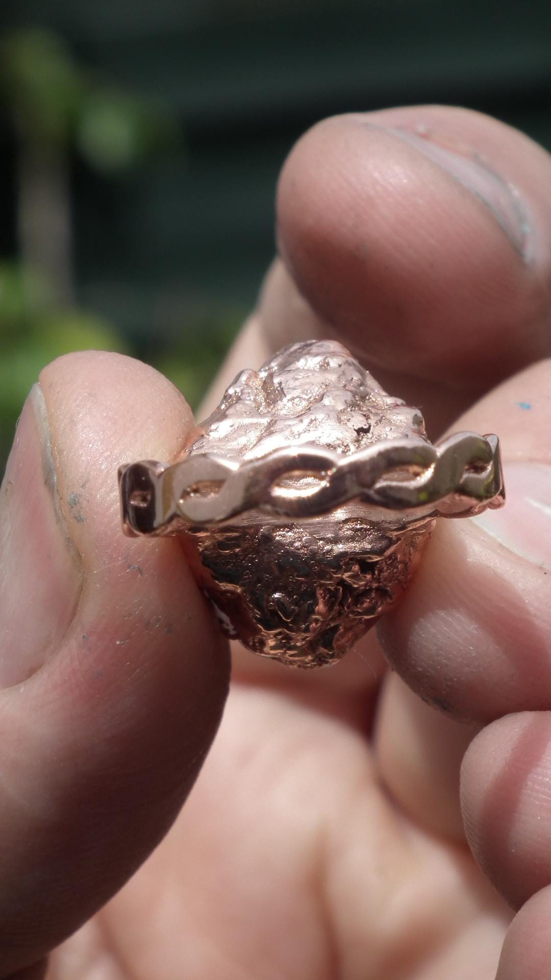 Herkimer diamond ring / Electroformed Copper