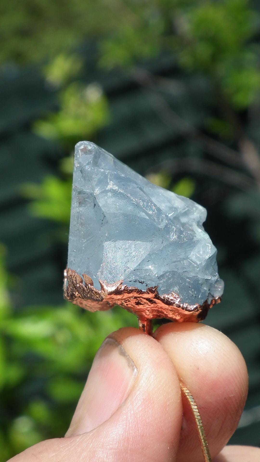 Electroformed copper Celestite necklace
