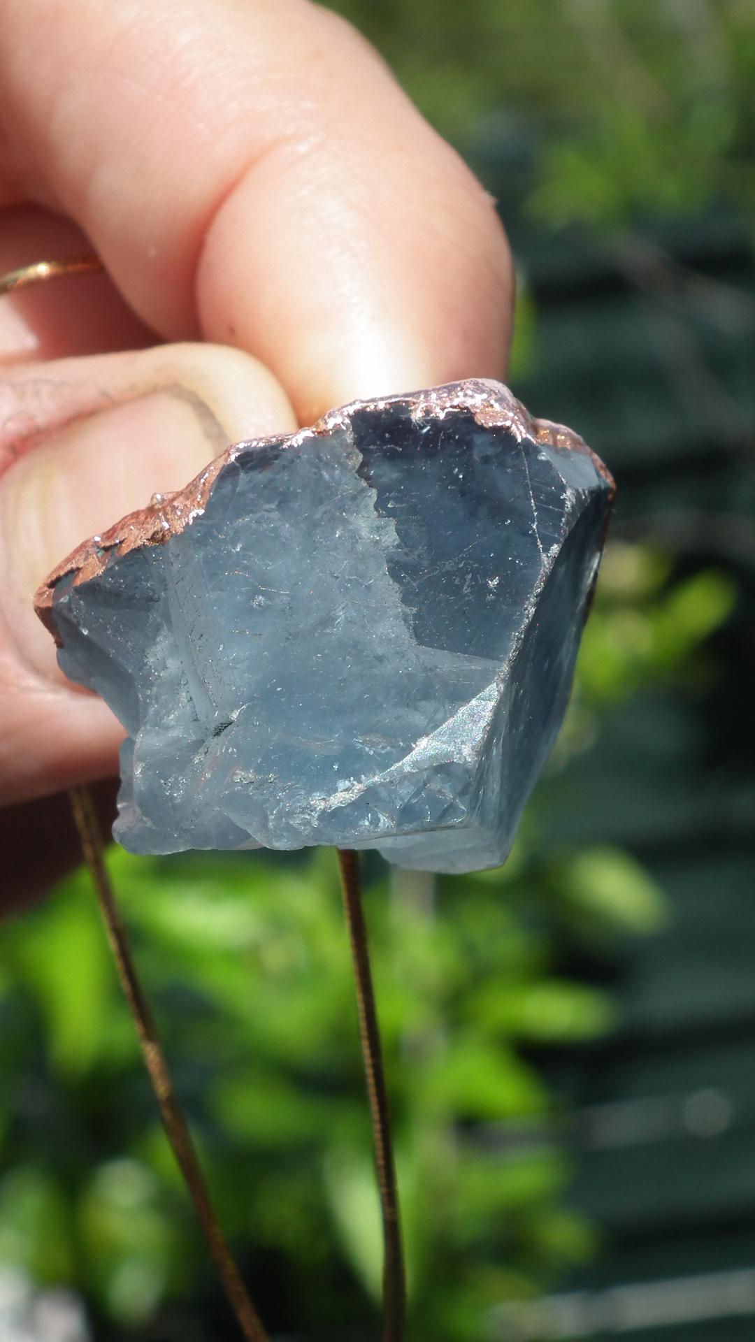 Electroformed copper Celestite necklace
