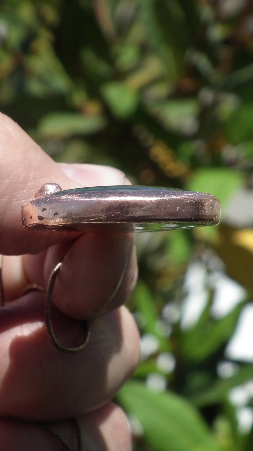 Copper formed Mossagate pendant