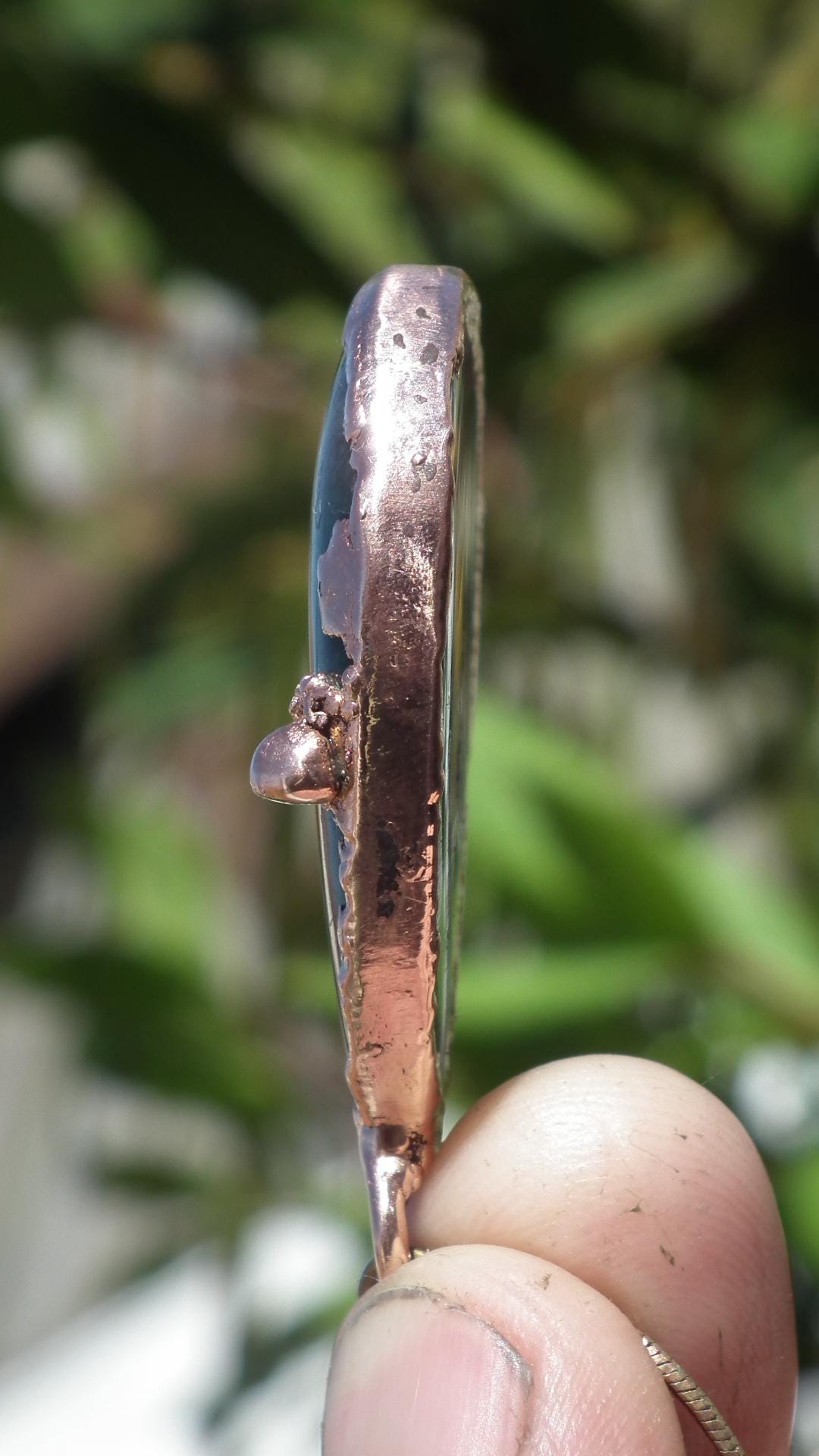 Copper formed Mossagate pendant