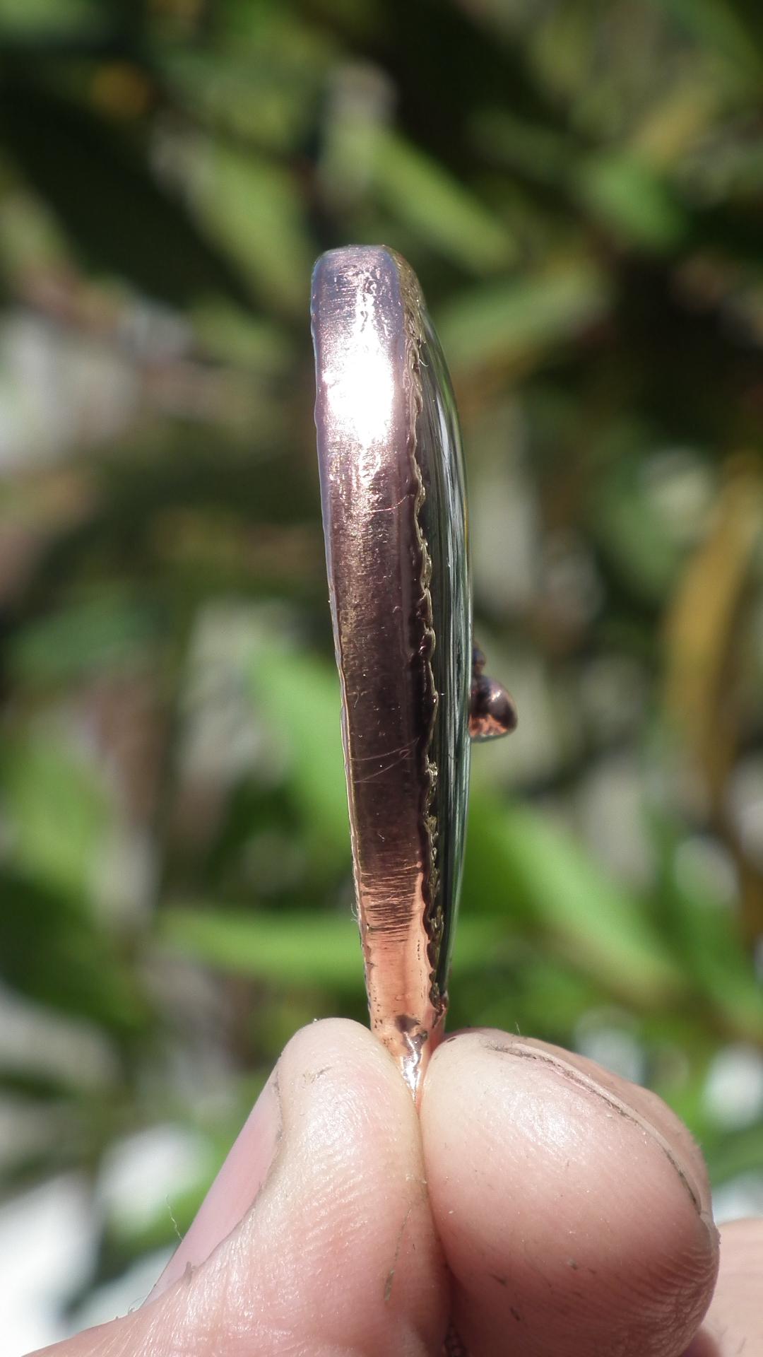 Copper formed Mossagate pendant