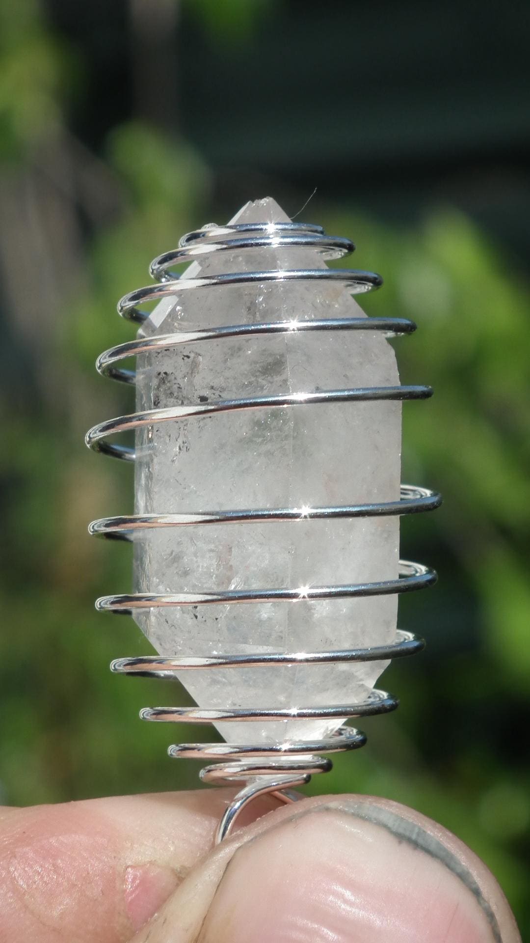 Double terminated Quartz pendant