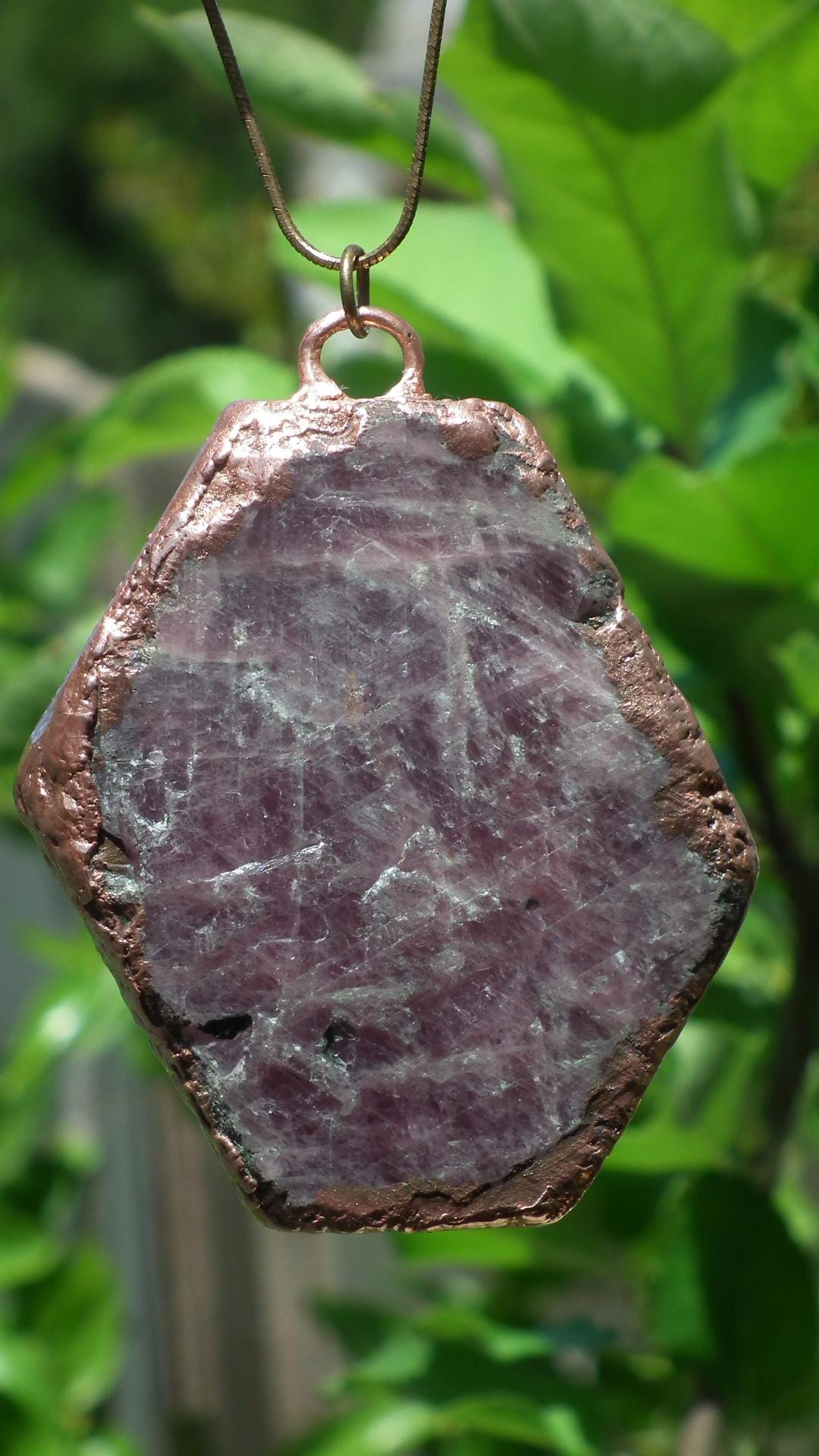 Raw ruby necklace / Electroformed copper / Ruby crystal