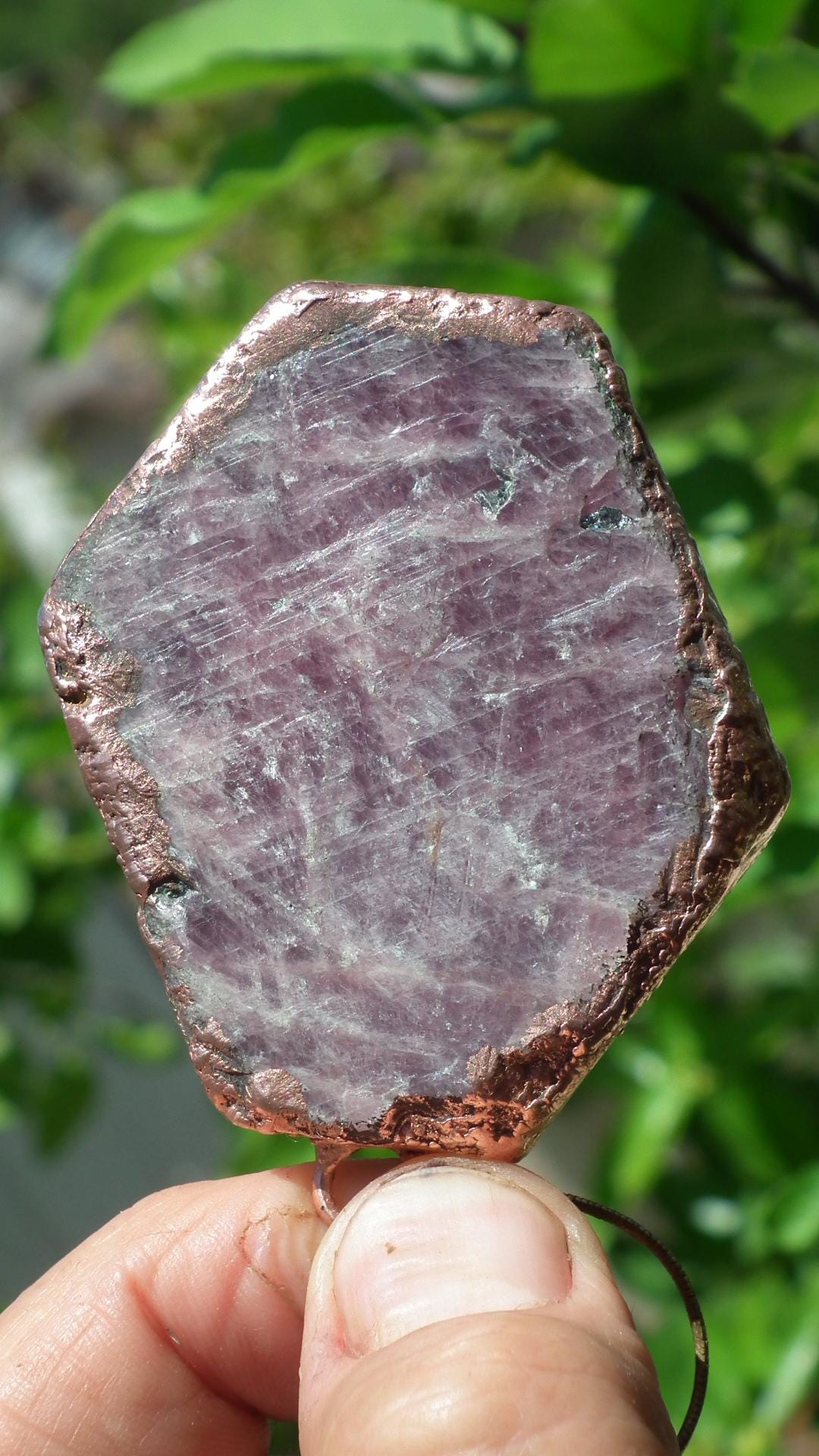 Raw ruby necklace / Electroformed copper / Ruby crystal