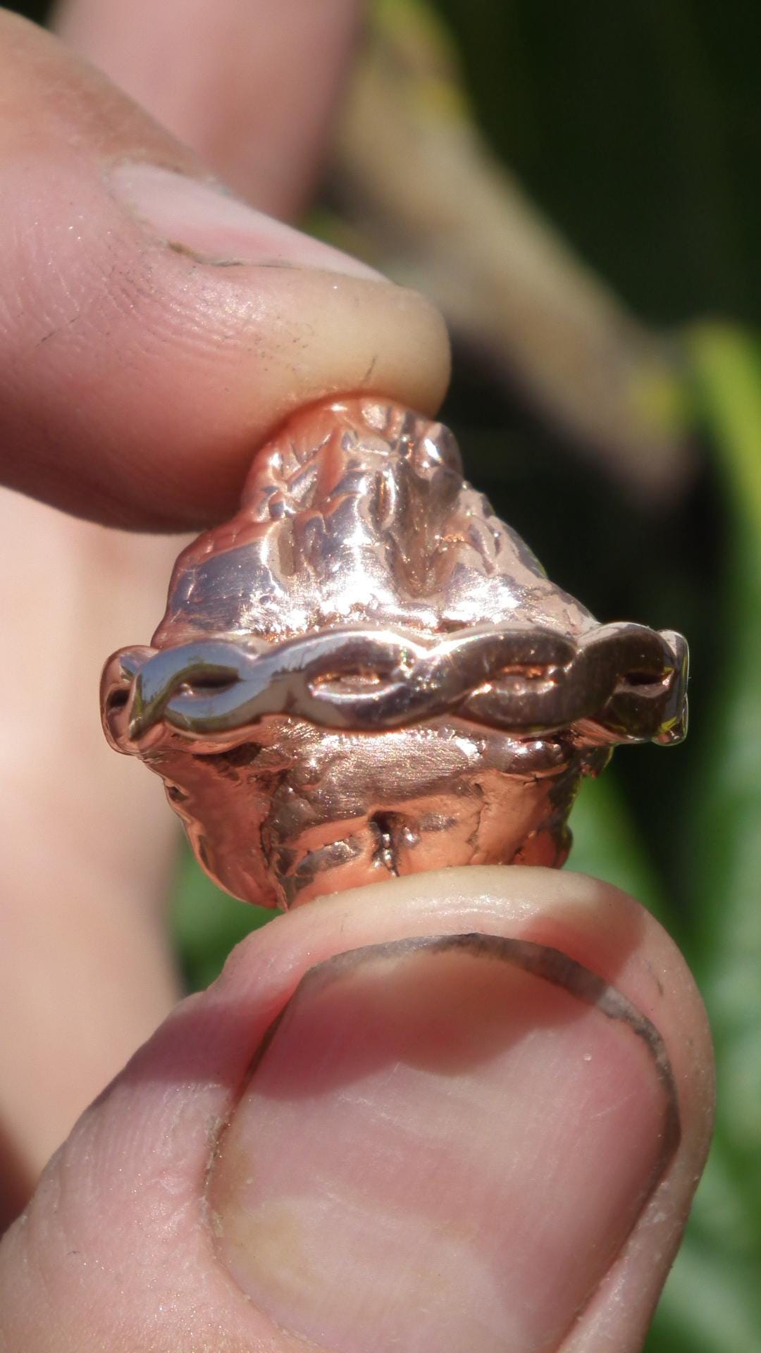 Enhydro crystal ring // Uv reactive crystal // Golden enhydro // Electroformed Copper