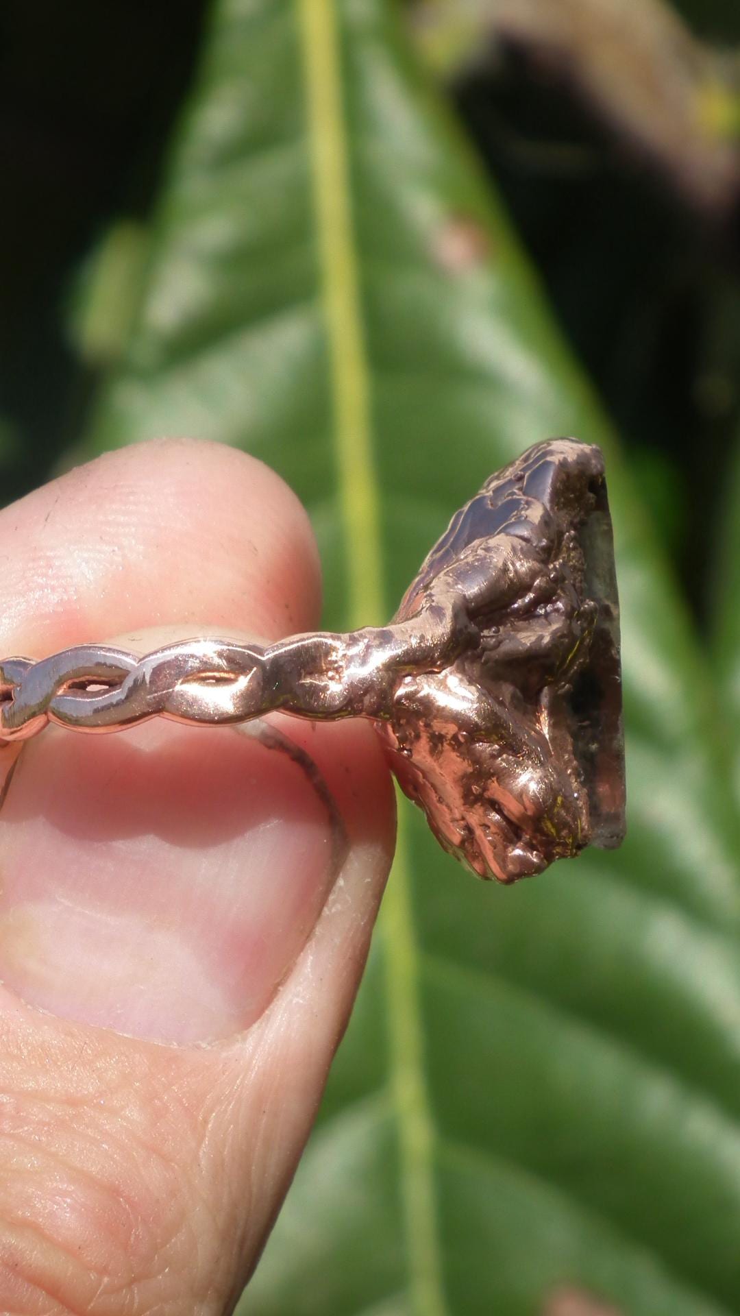 Enhydro crystal ring // Uv reactive crystal // Golden enhydro // Electroformed Copper