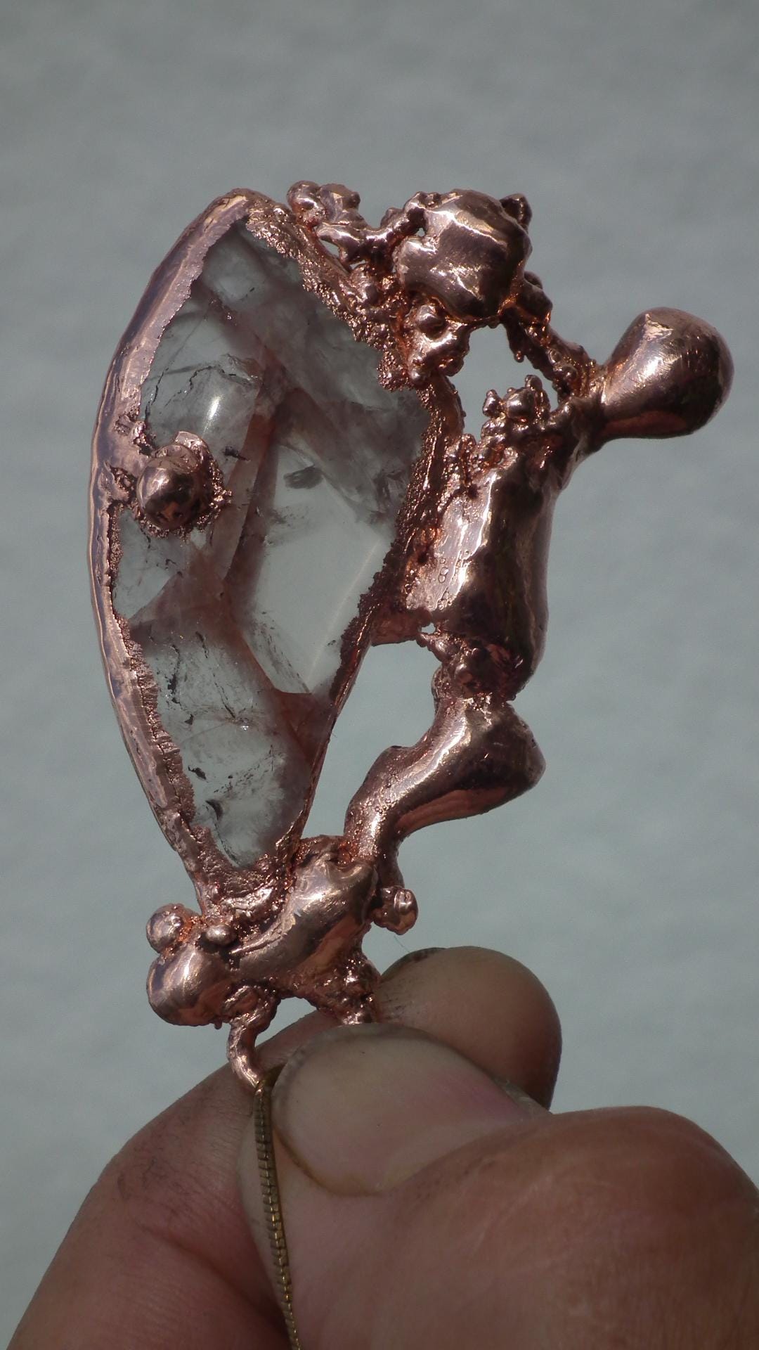 Copper formed Golden Healer Red pendant