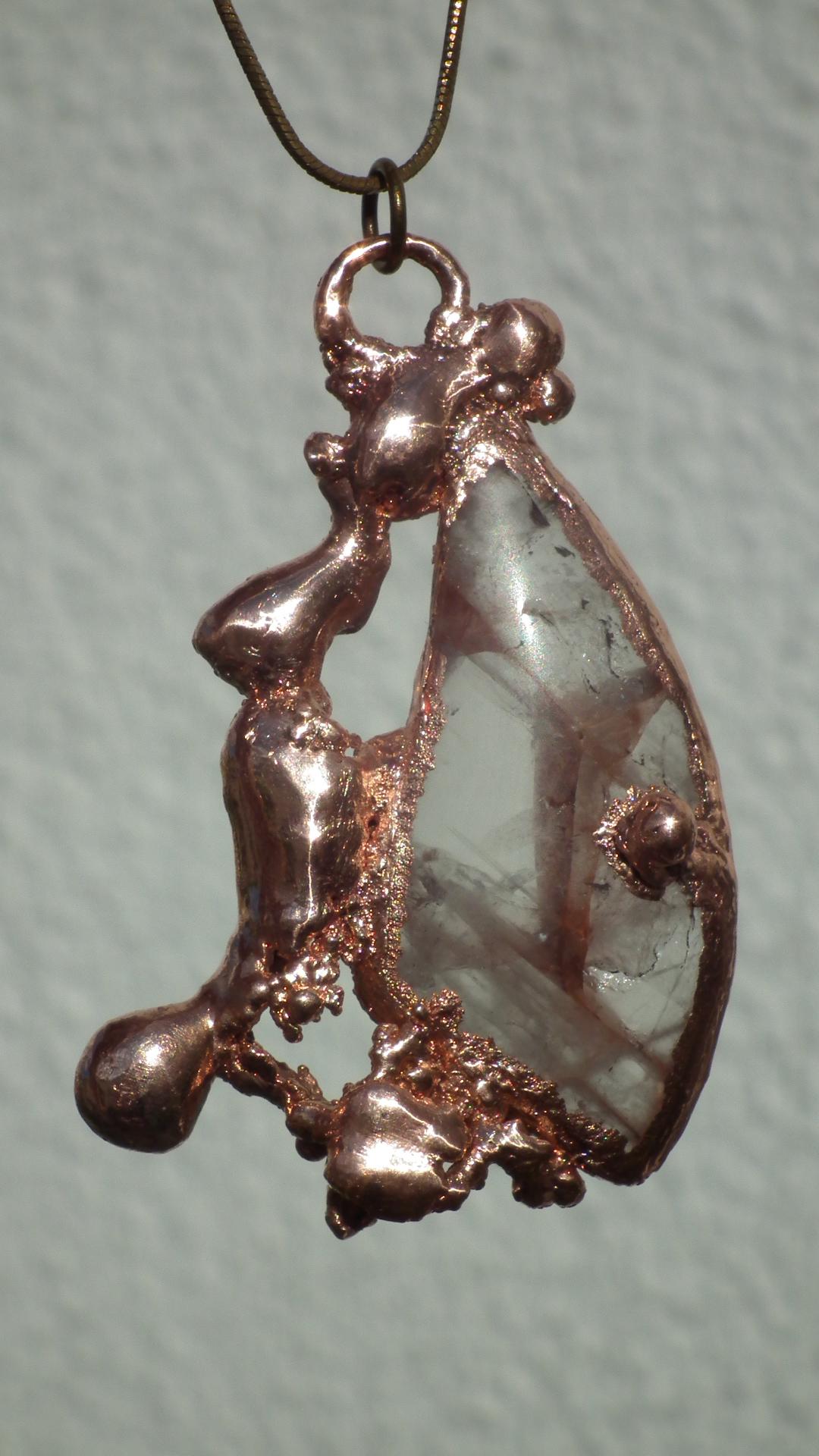 Copper formed Golden Healer Red pendant