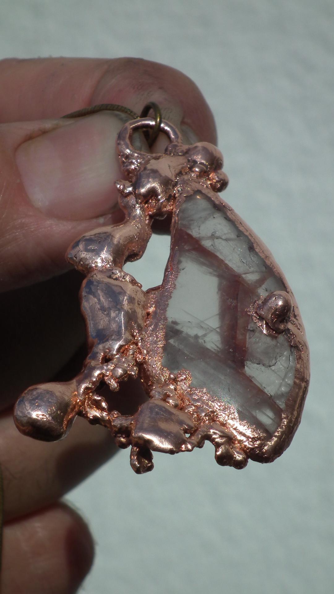 Copper formed Golden Healer Red pendant