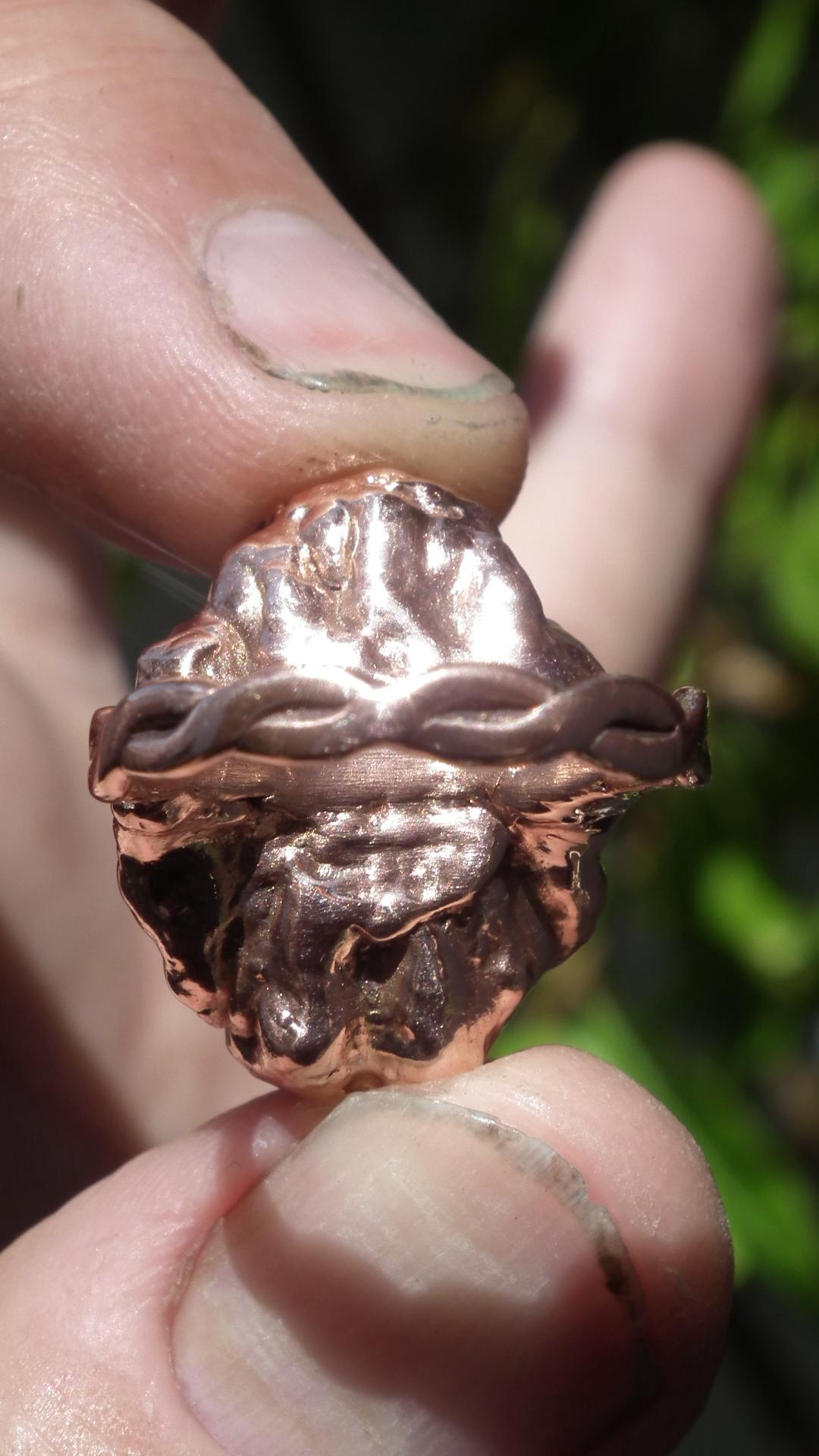 Enhydro crystal ring // Uv reactive crystal // Golden enhydro // Electroformed Copper