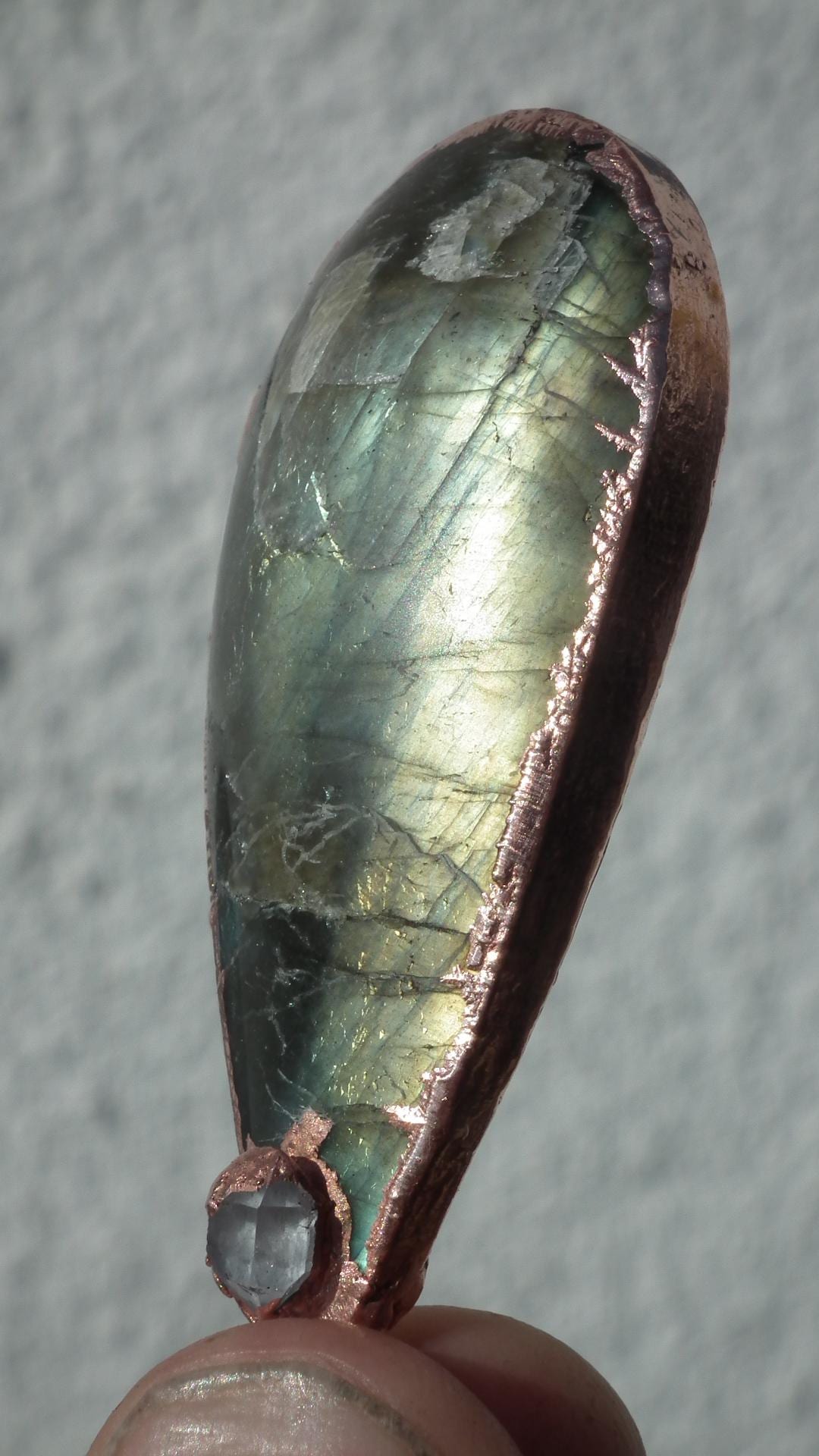 Labradorite necklace / Herkimer diamond pendant / Copper