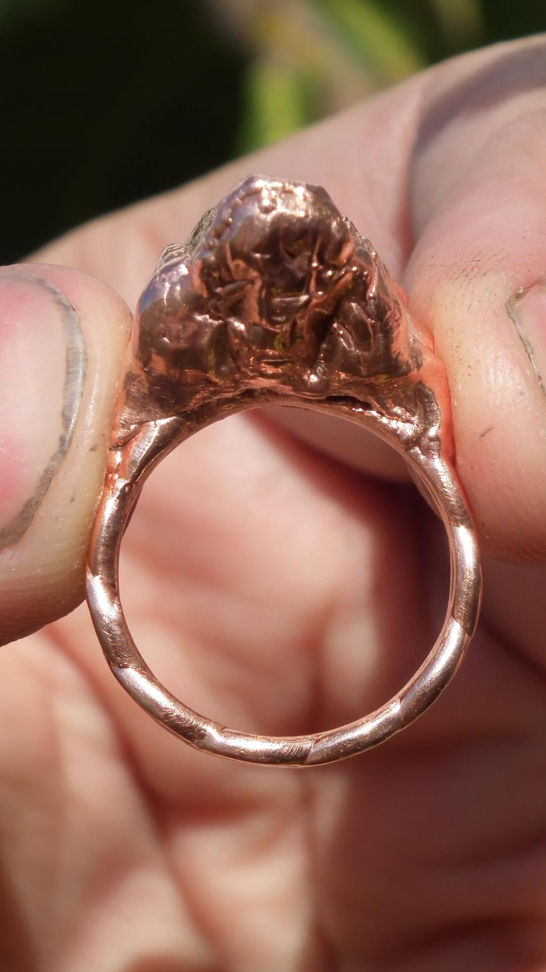 Enhydro crystal ring // Uv reactive crystal // Golden enhydro // Electroformed Copper