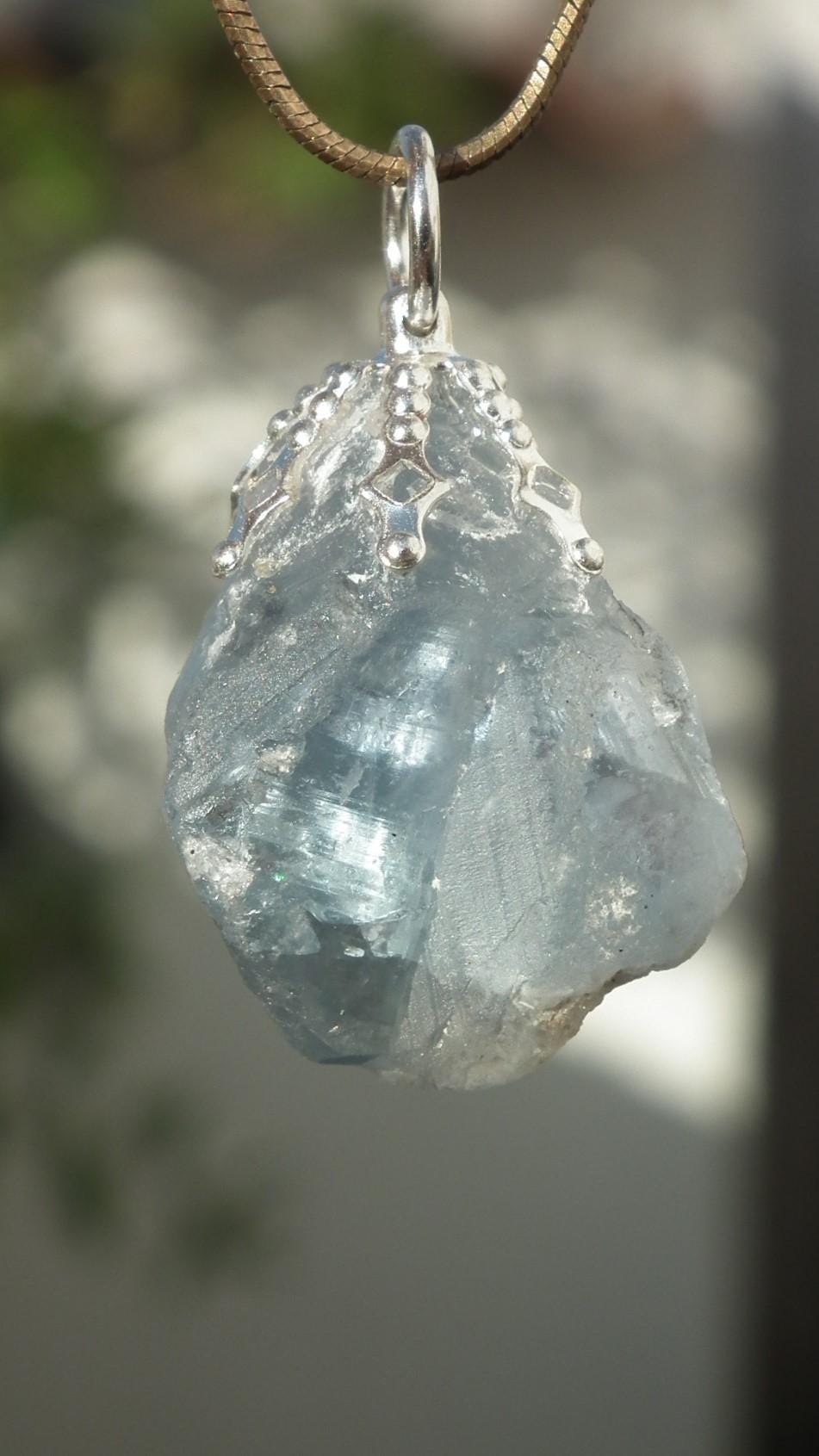 Celestite necklace / Celestite crystal / Blue celestite