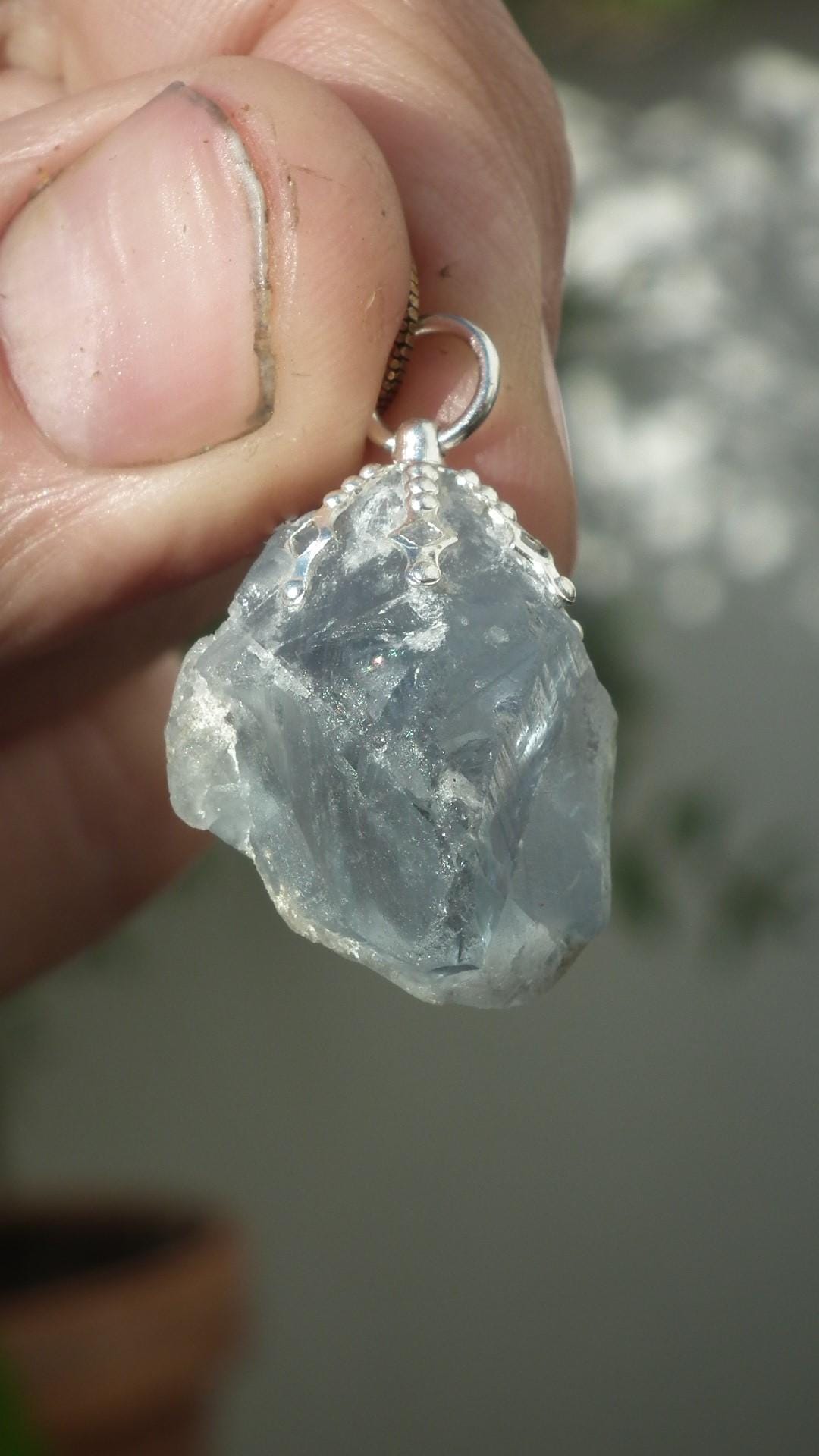 Celestite necklace / Celestite crystal / Blue celestite