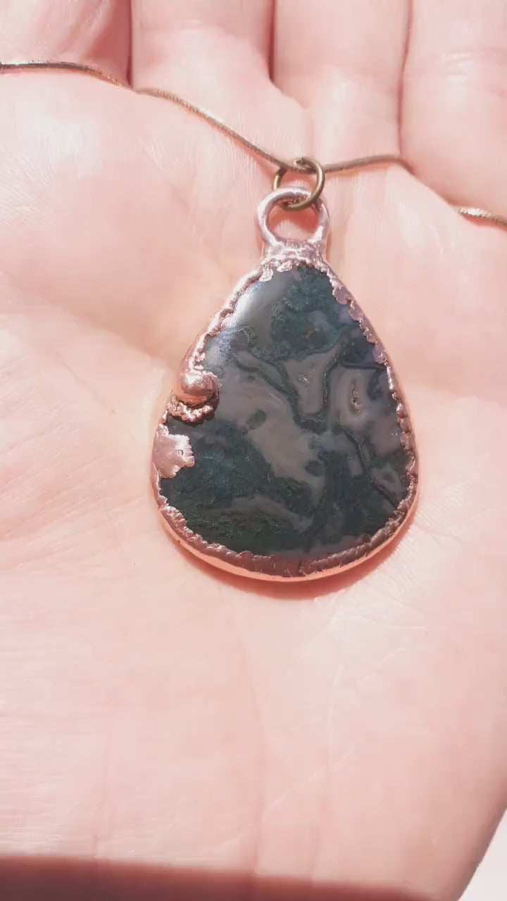 Copper formed Mossagate pendant