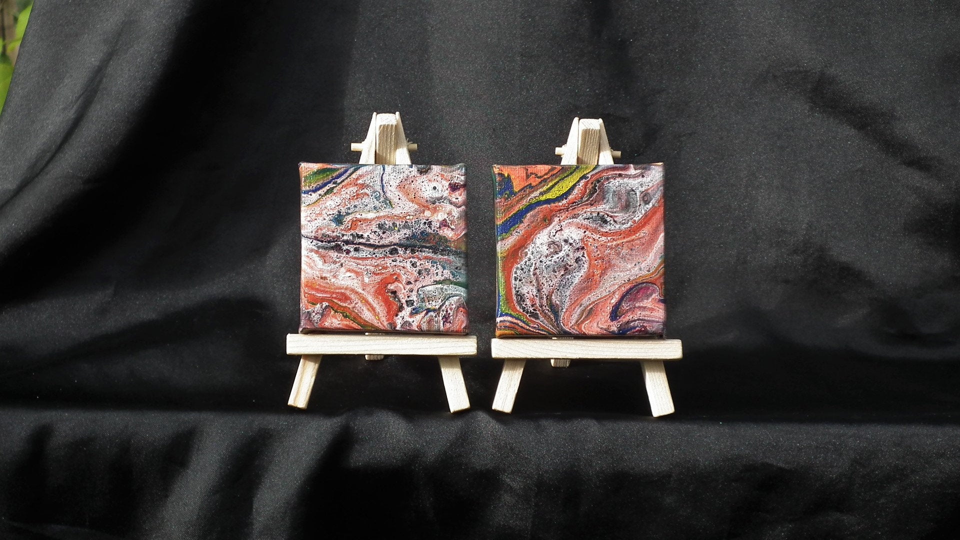 Abstract Acrylic flow painting, Duo