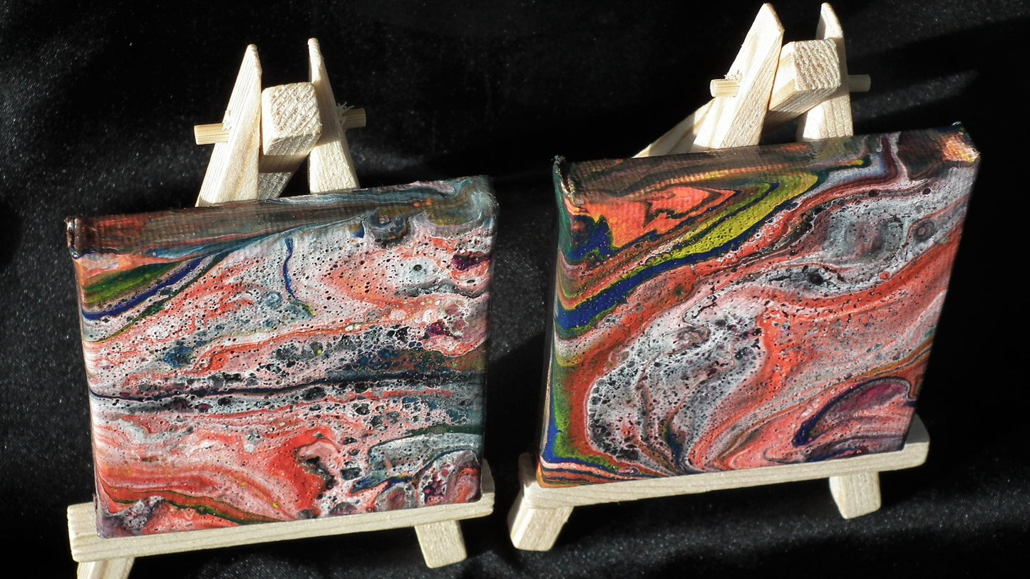 Abstract Acrylic flow painting, Duo