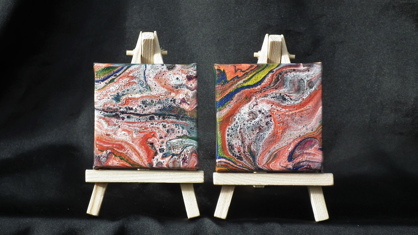 Abstract Acrylic flow painting, Duo