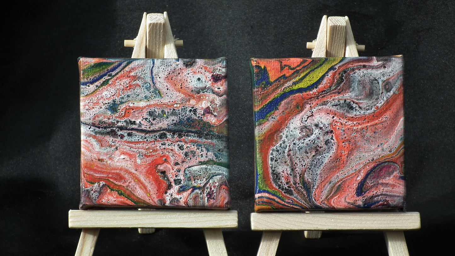 Abstract Acrylic flow painting, Duo