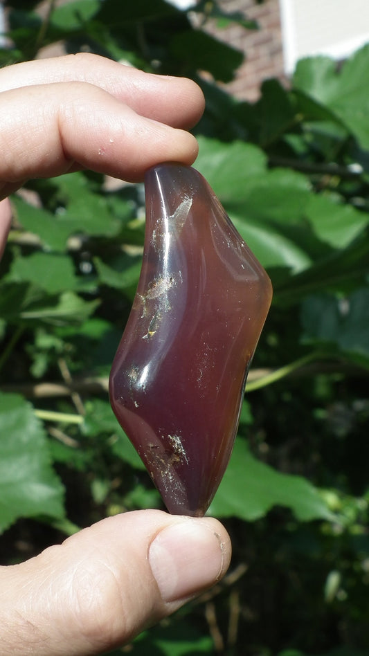 Blue sumatra Amber / Bernstein palmpiece / freeform