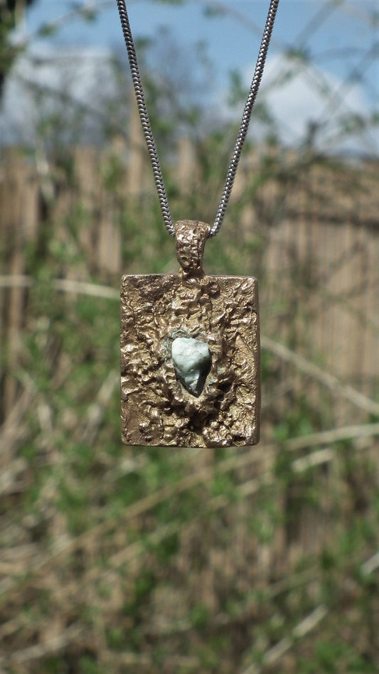 Handmade bronze Emerald necklace