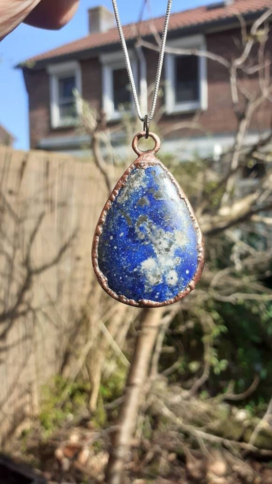 Copper lapis lazuli necklace Free Copper chain