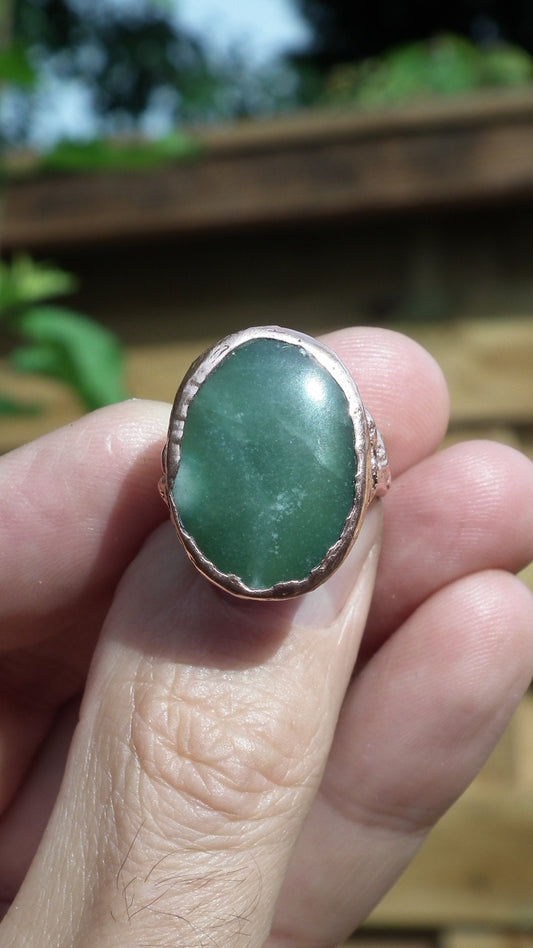 jade ring / nephrite jade / Electroformed copper