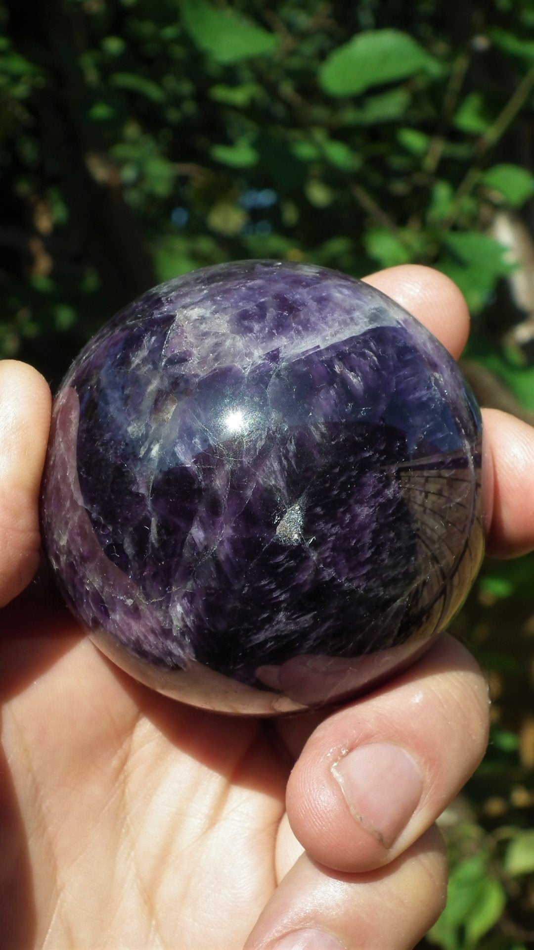 62mm Chevron amethyst sphere