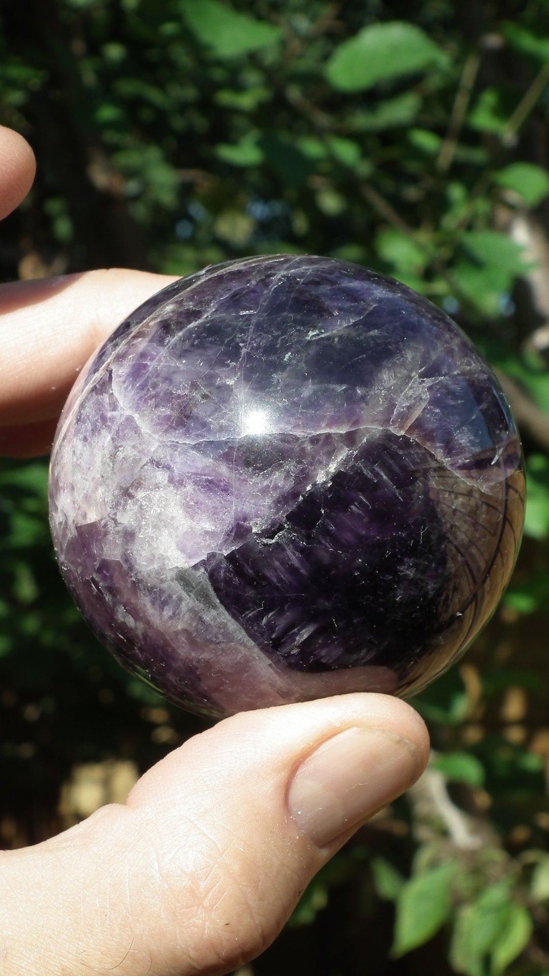 62mm Chevron amethyst sphere