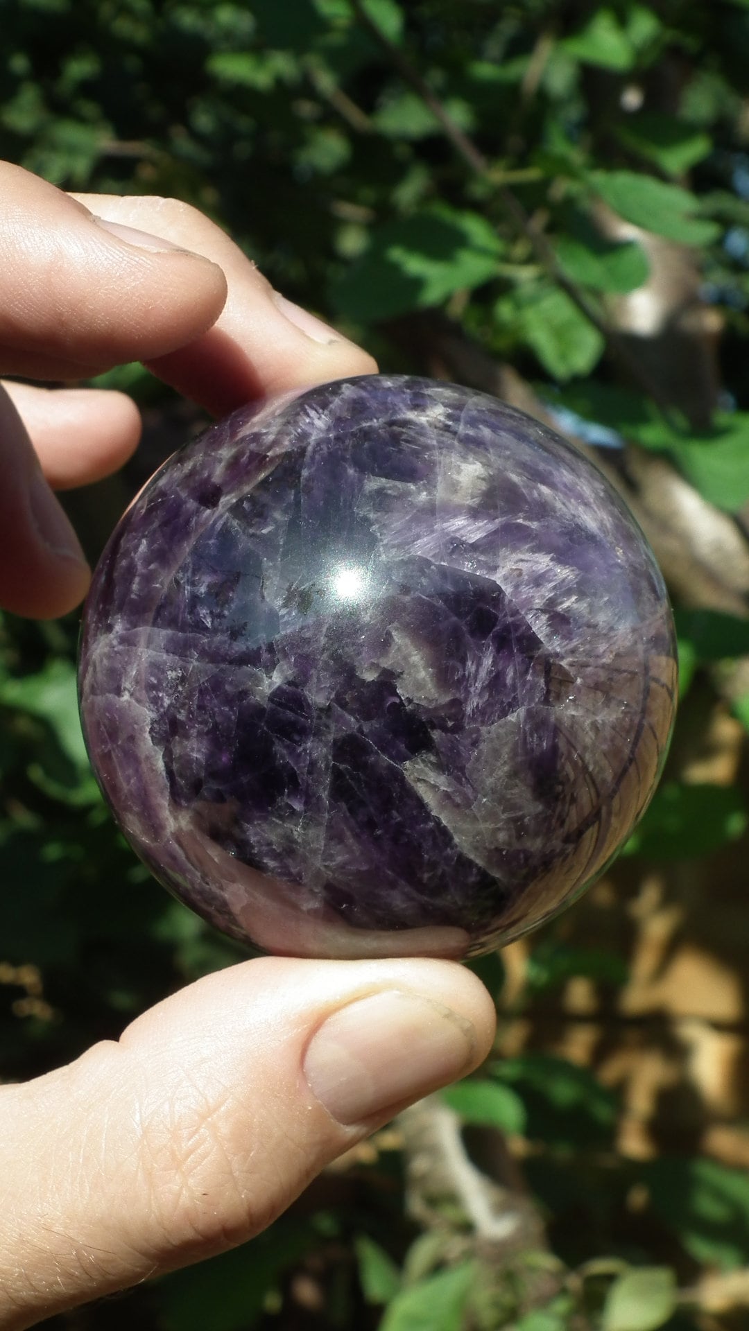 64mm Chevron amethyst sphere