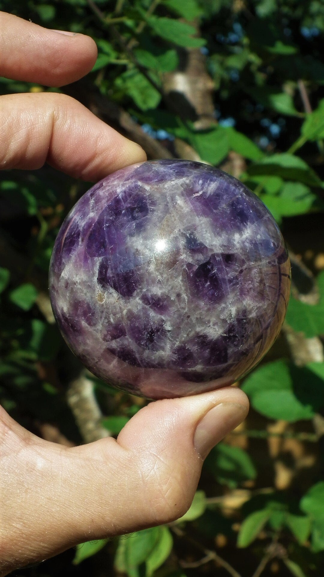 64mm Chevron amethyst sphere
