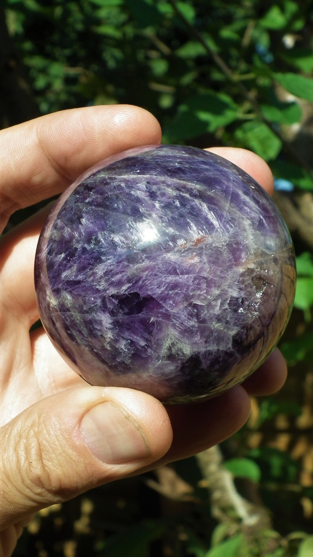 64mm Chevron amethyst sphere