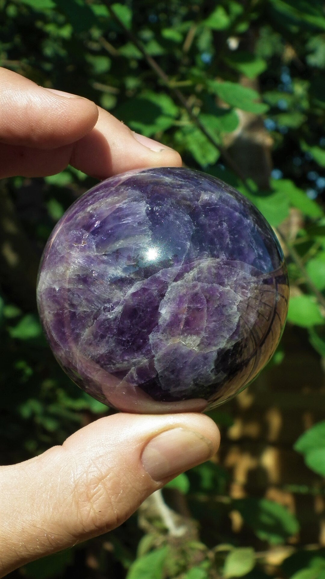 64mm Chevron amethyst sphere