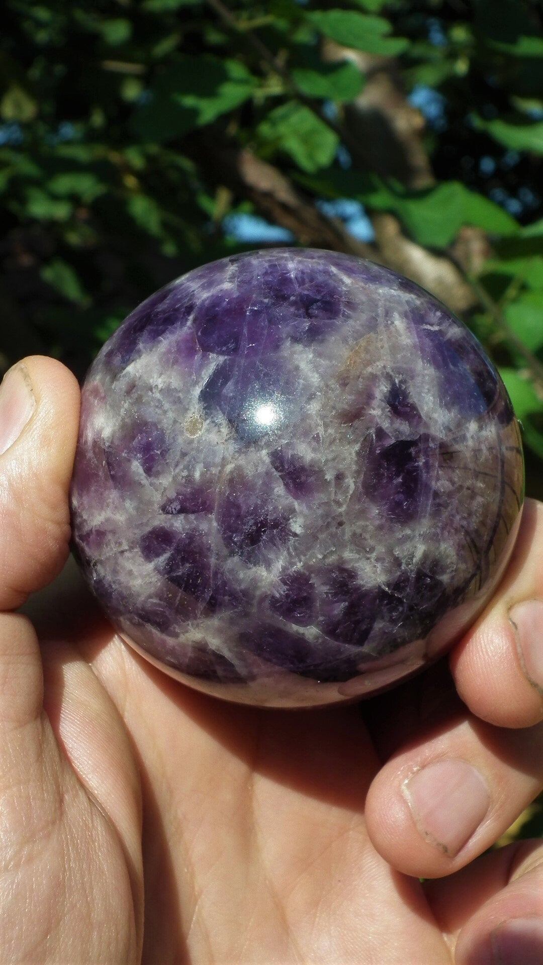 64mm Chevron amethyst sphere