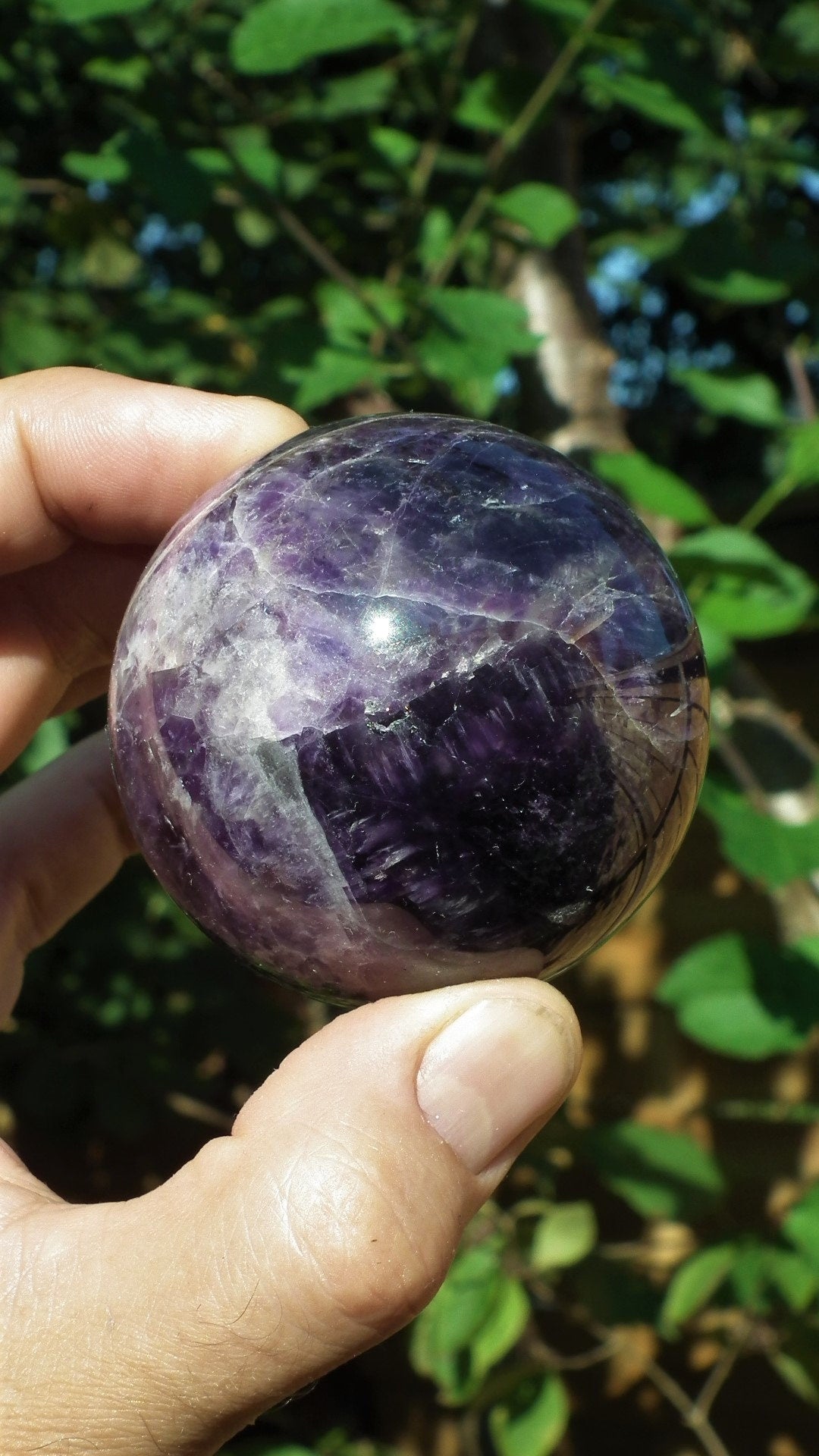 62mm Chevron amethyst sphere
