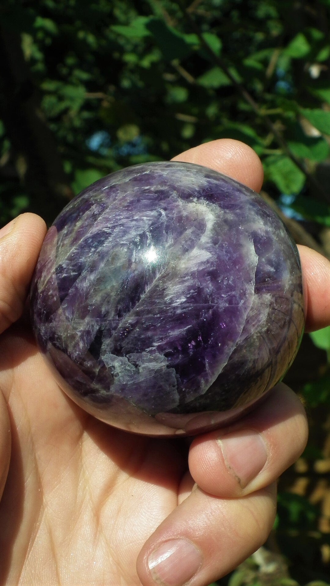 64mm Chevron amethyst sphere
