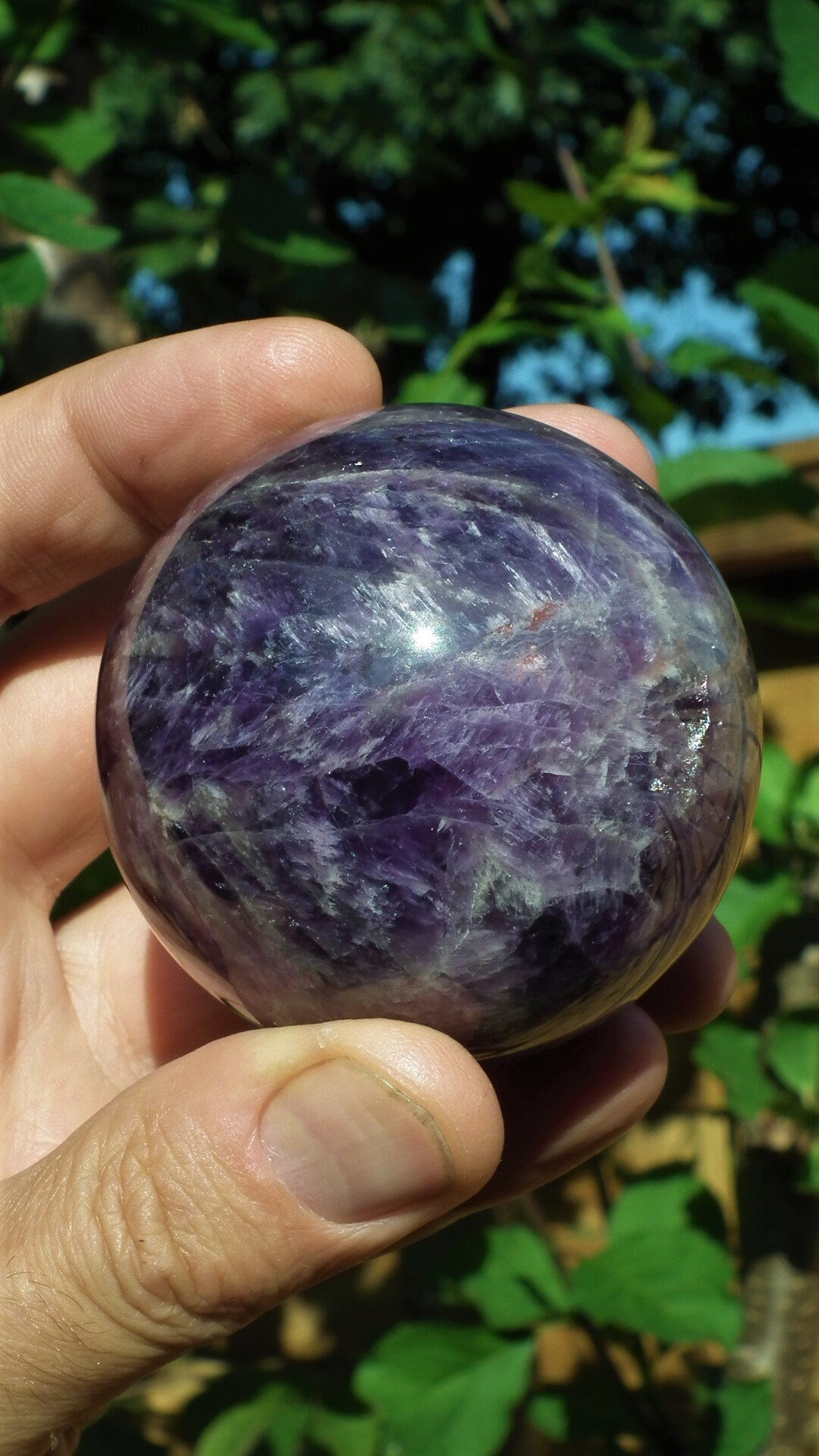 64mm Chevron amethyst sphere