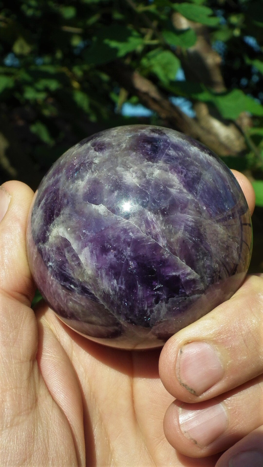 64mm Chevron amethyst sphere