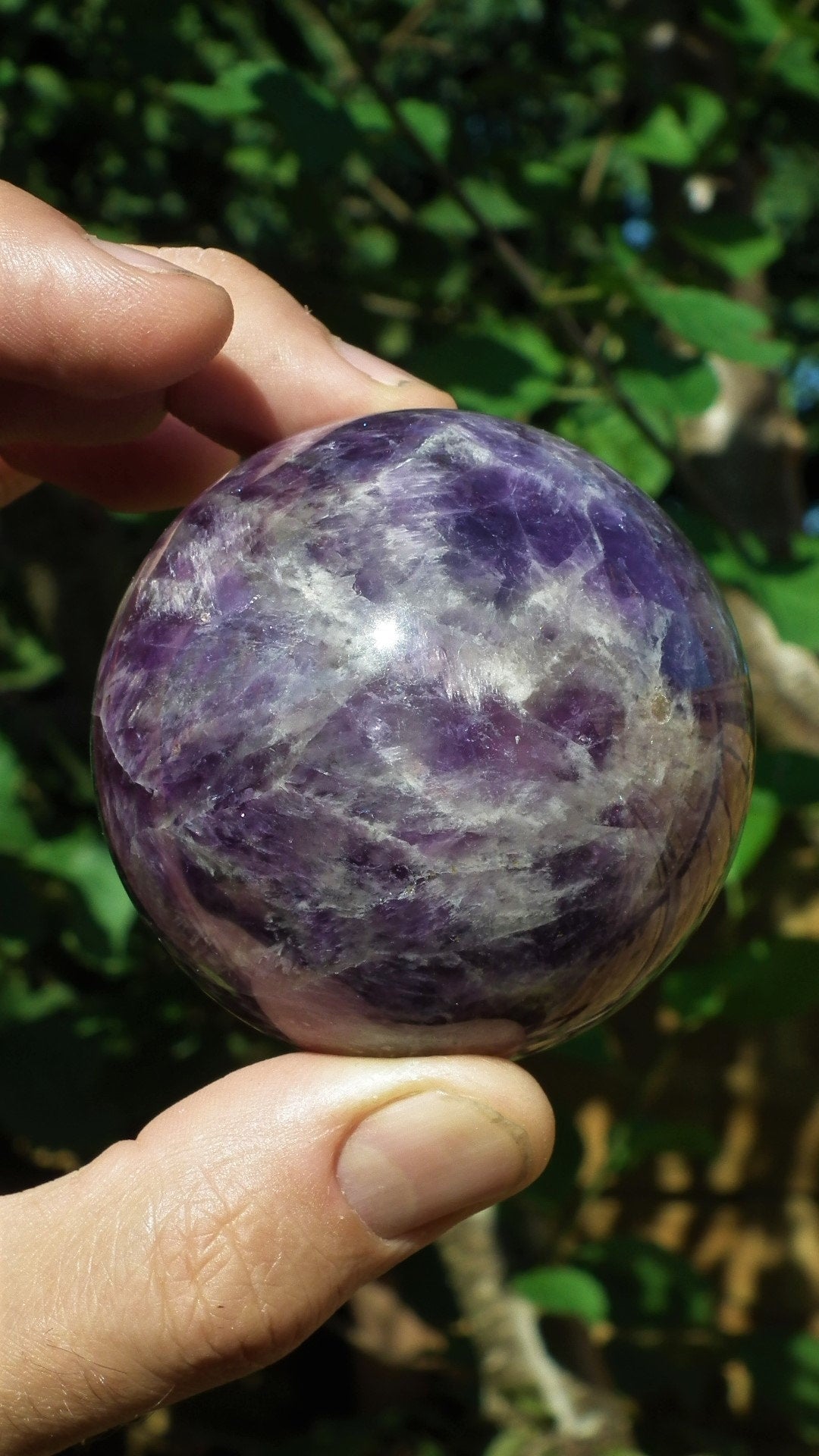 64mm Chevron amethyst sphere